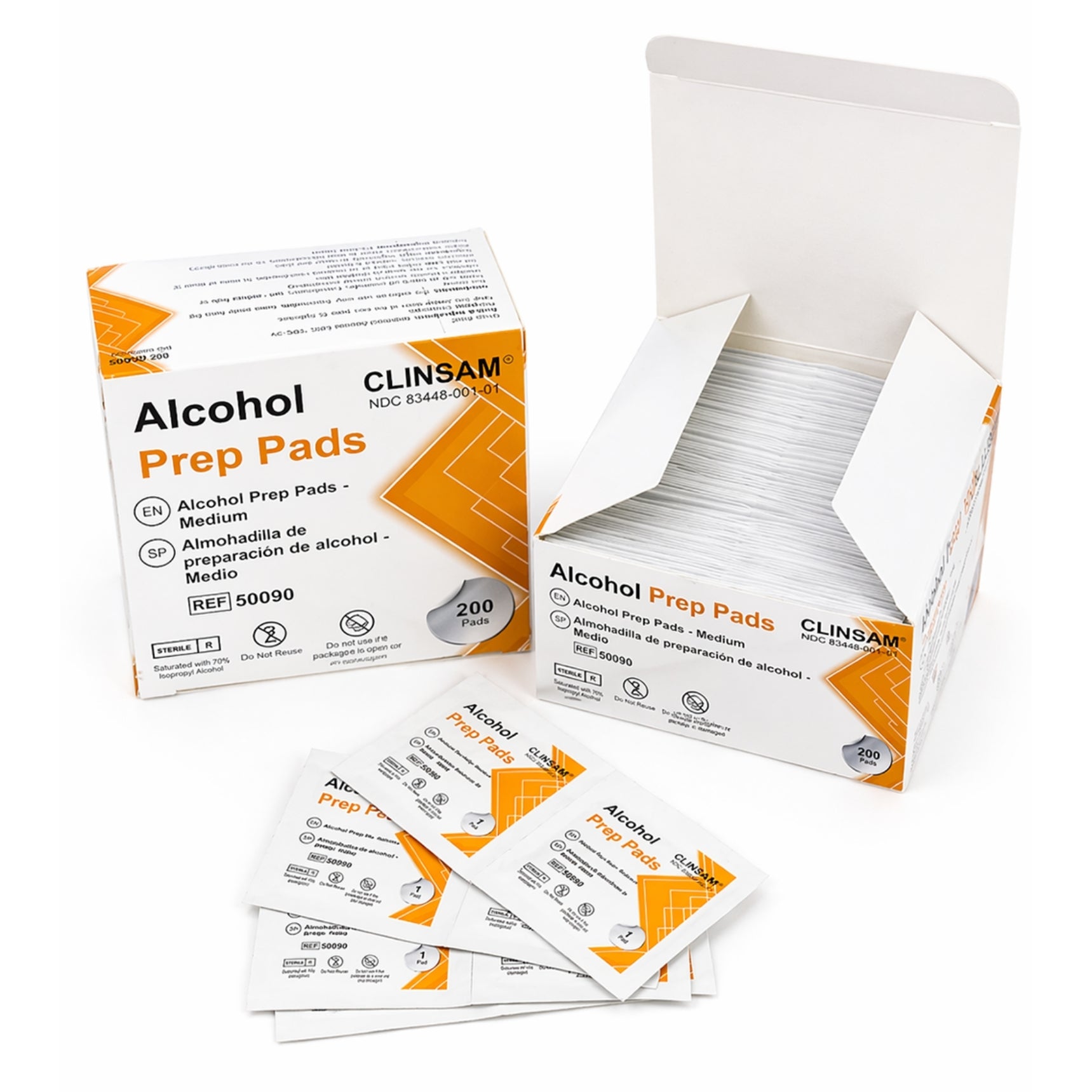 Alcohol Prep Pads 70% Isopropyl, Medical Grade 2-Ply (5 Box of 200 Pad)