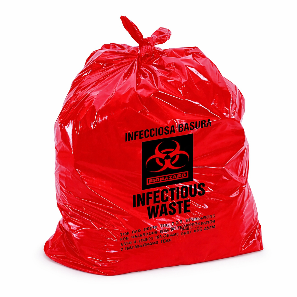 Red Infectious Waste Bag 30-33 Gallon - Heavy Duty 31x41 Inch