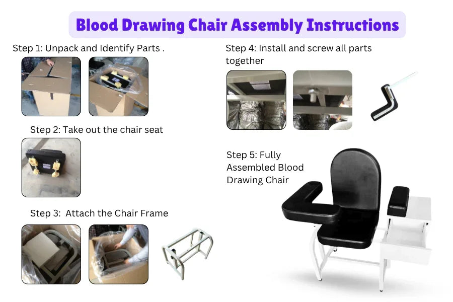 Blood Drawing Chair – Padded Armrest, Cabinet & Vinyl Seat
