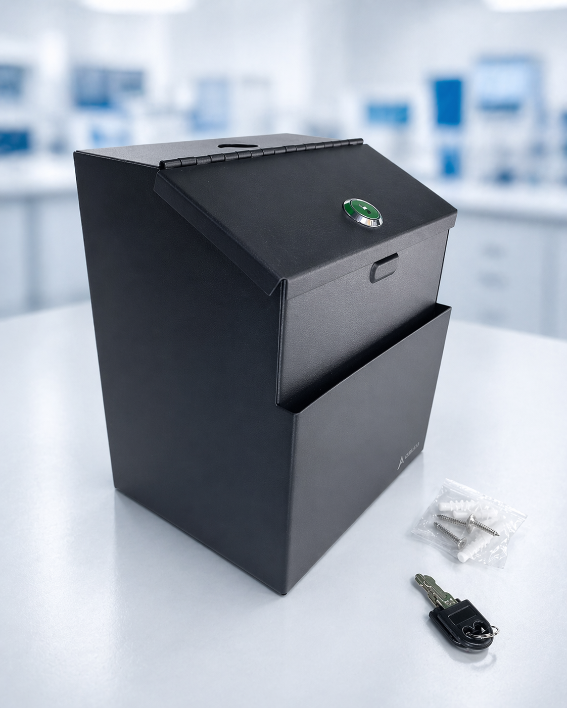 Locking Suggestion Box with Key – Wall Mount Metal Collection Box