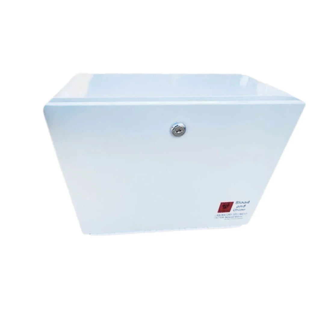 Large white medical lockbox with keys – 14x14x10.25 inches