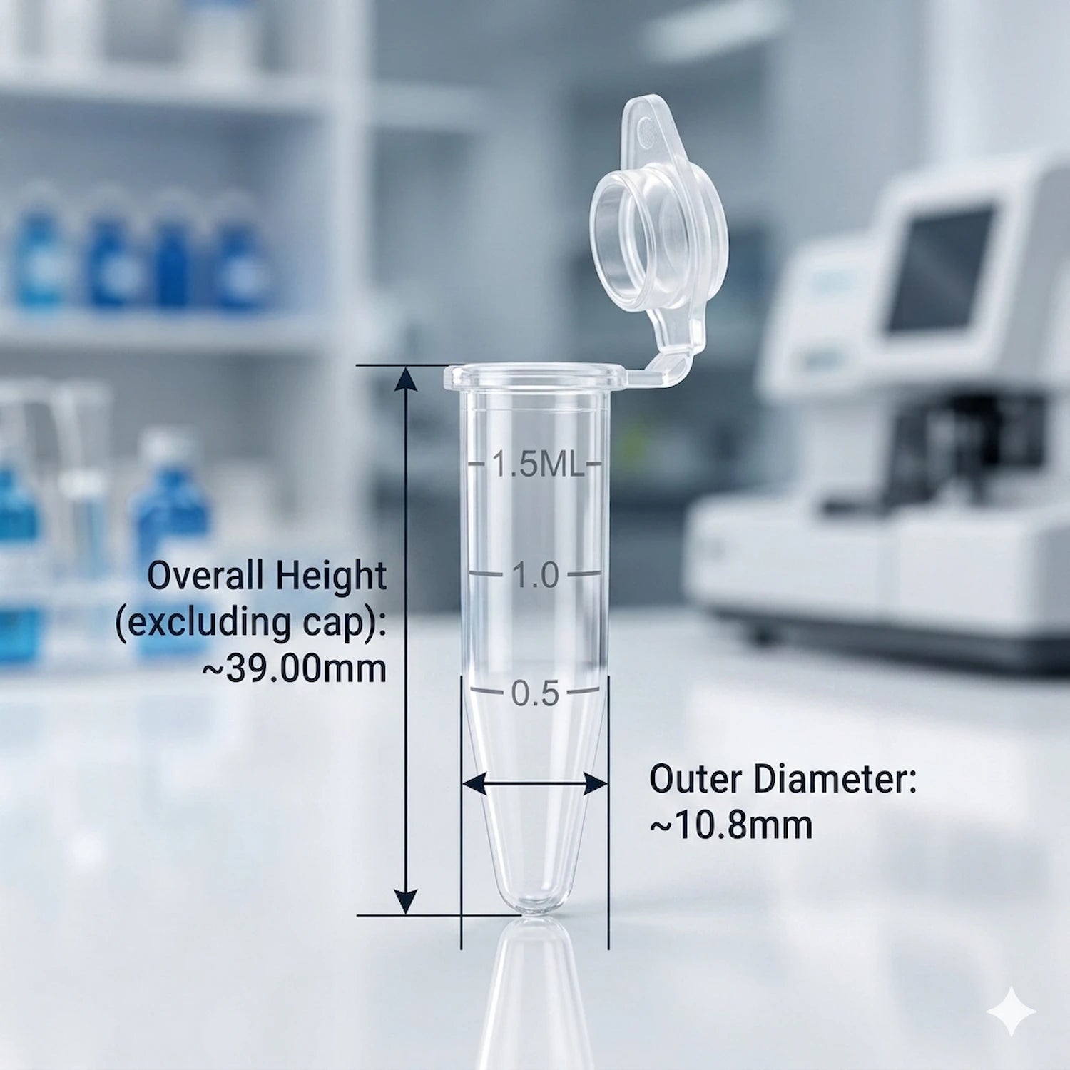 1.5mL Sterile Microcentrifuge PCR Tubes – 20/Pack, 50 Packs/Case