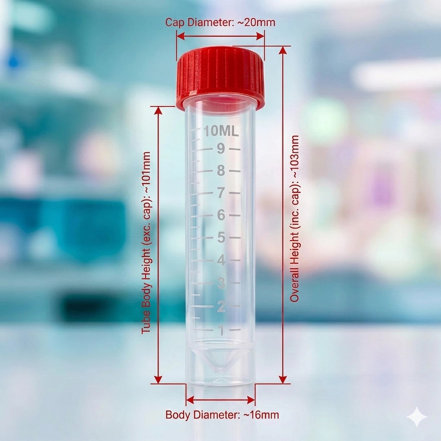 Transport Tube 10mL – Screw Cap, Sterile, Leakproof