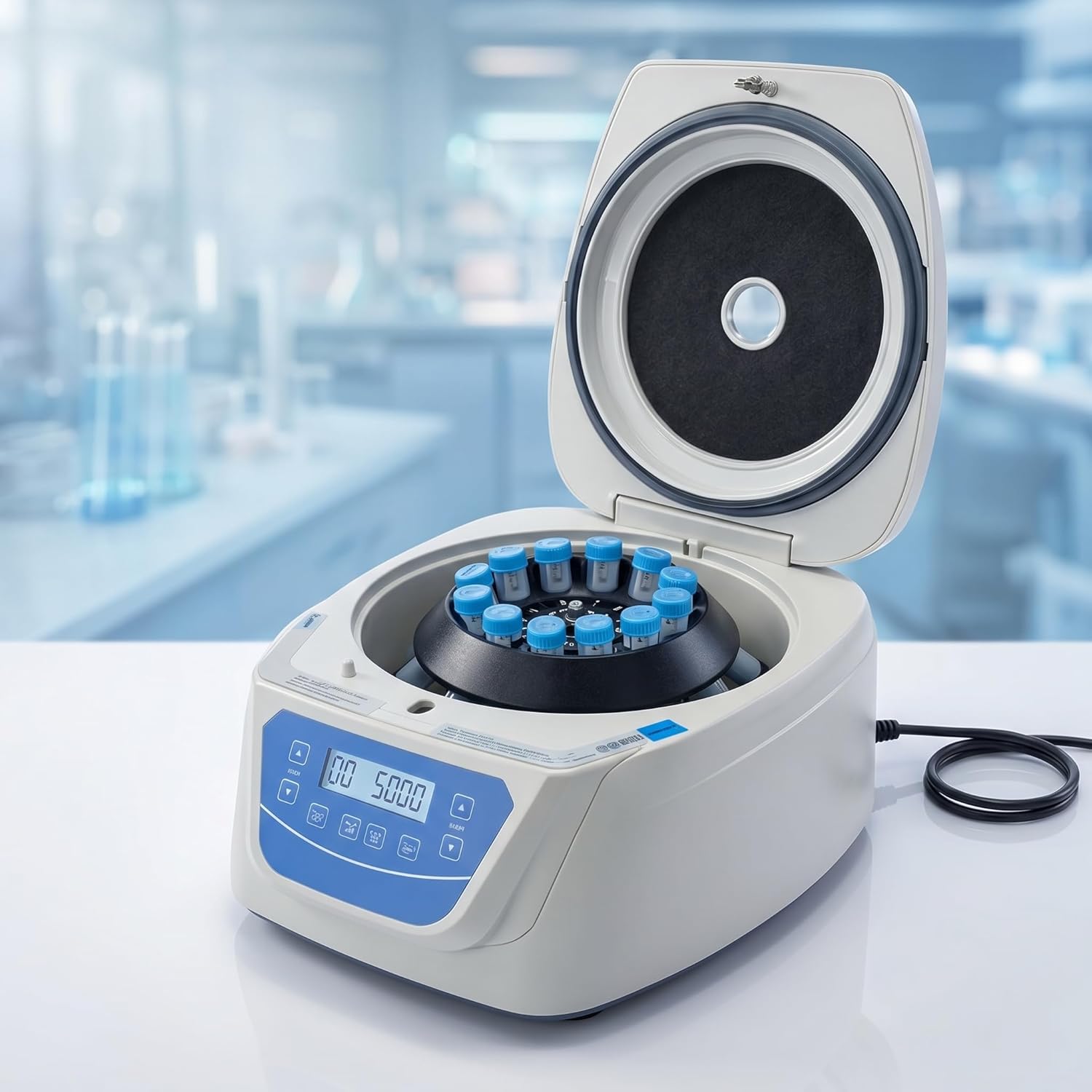 High Speed Benchtop Lab Centrifuge - 5000rpm with Stepless Digital Speed Control, 12 P x 10ml Rotor Capacity, 4390xg RCF for Clinical Research and Sample Processing (110v 60hz)
