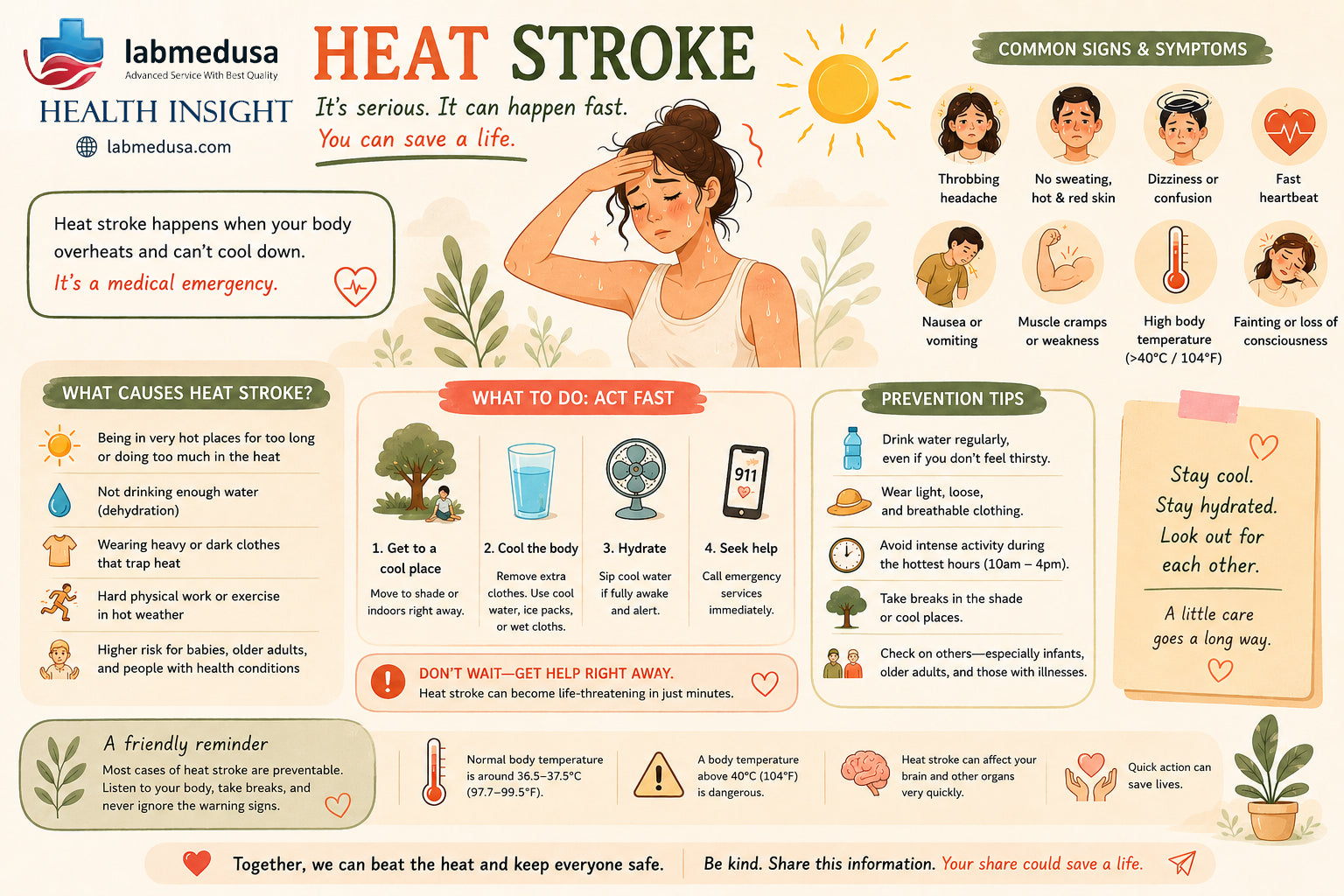 Heat Stroke: Symptoms, Causes, First Aid, Prevention & When to Seek Emergency Help