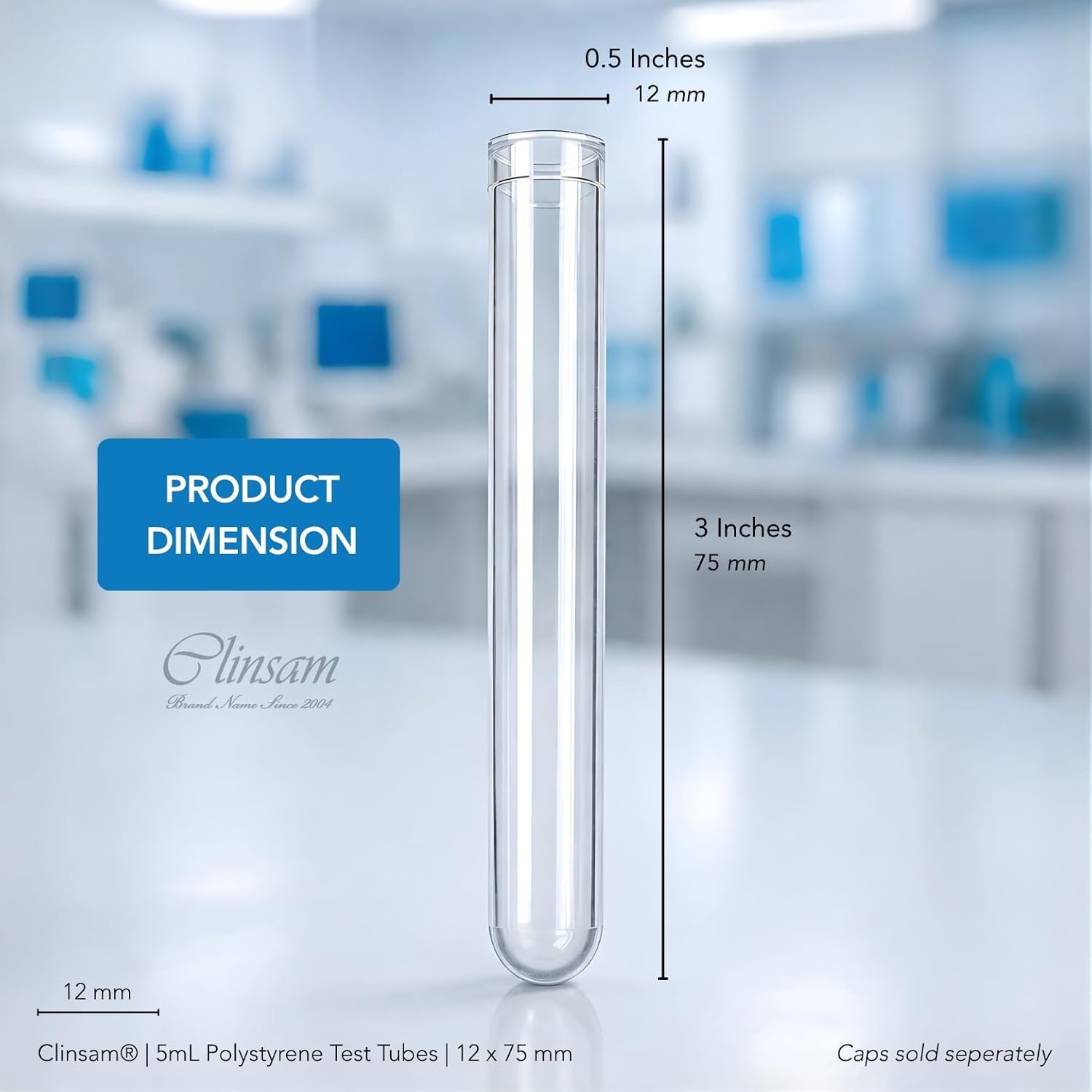 Test Tubes 5mL 12 x 75 mm – Polystyrene Culture Tubes, 1000 Count (Non-Sterile, No Caps)
