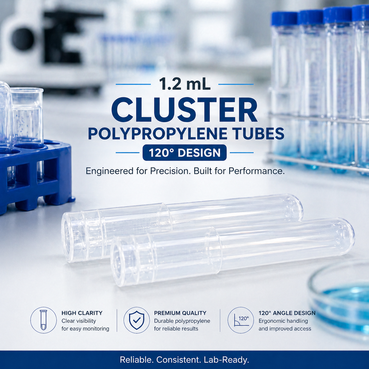 1.2mL Cluster Tubes – Polypropylene / Polystyrene Laboratory Tube Strips (1000pcs)