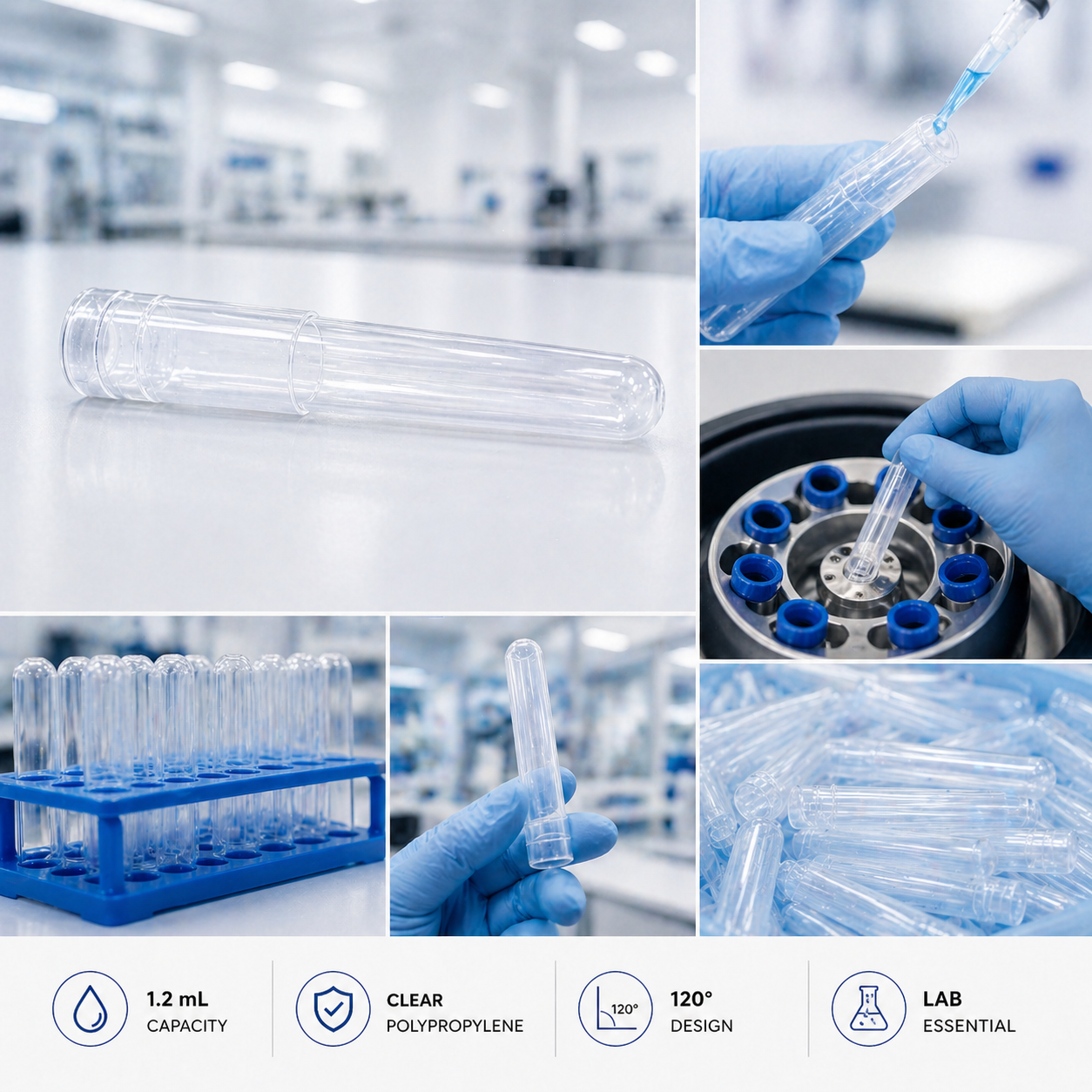 1.2mL Cluster Tubes – Polypropylene / Polystyrene Laboratory Tube Strips (1000pcs)