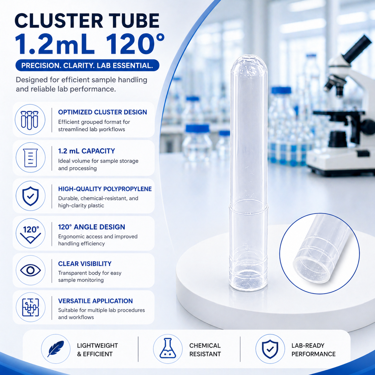 1.2mL Cluster Tubes – Polypropylene / Polystyrene Laboratory Tube Strips (1000pcs)