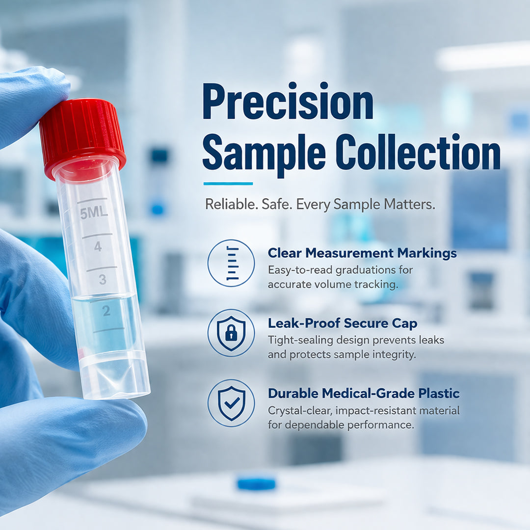 5mL Conical Transport Tubes, 16 x 60 mm Clear Polypropylene Vials with Leak-Resistant Screw Caps, Self-Standing Graduated Storage Containers for Lab & Sample Handling, Bulk Pack 1000