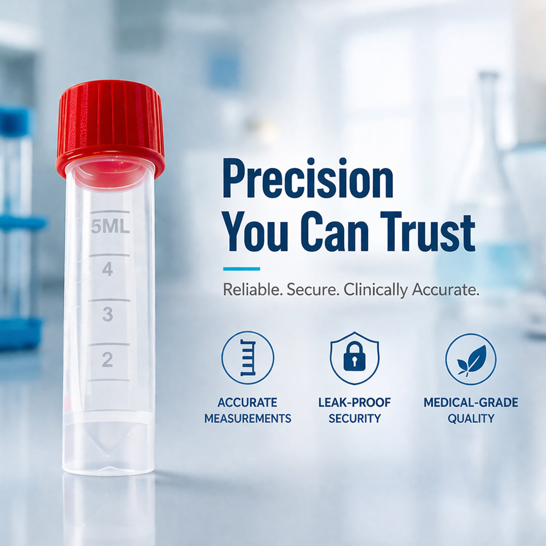5mL Conical Transport Tubes, 16 x 60 mm Clear Polypropylene Vials with Leak-Resistant Screw Caps, Self-Standing Graduated Storage Containers for Lab & Sample Handling, Bulk Pack 1000