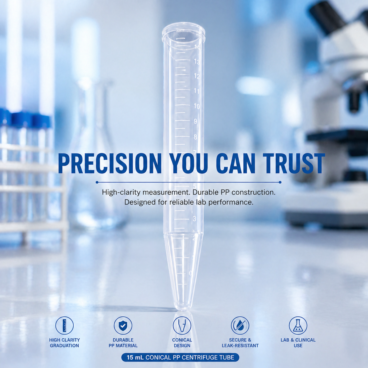 15ML Conical PP Centrifugal Tube (case of 500)