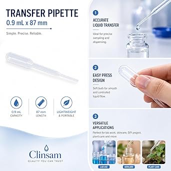 Transfer Pipette Dropper 0.9mL – Bulb Draw, Disposable