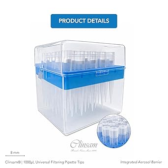 1000µL Universal Filtering Pipette Tips – 8mm x 71mm (Pack of 1000)