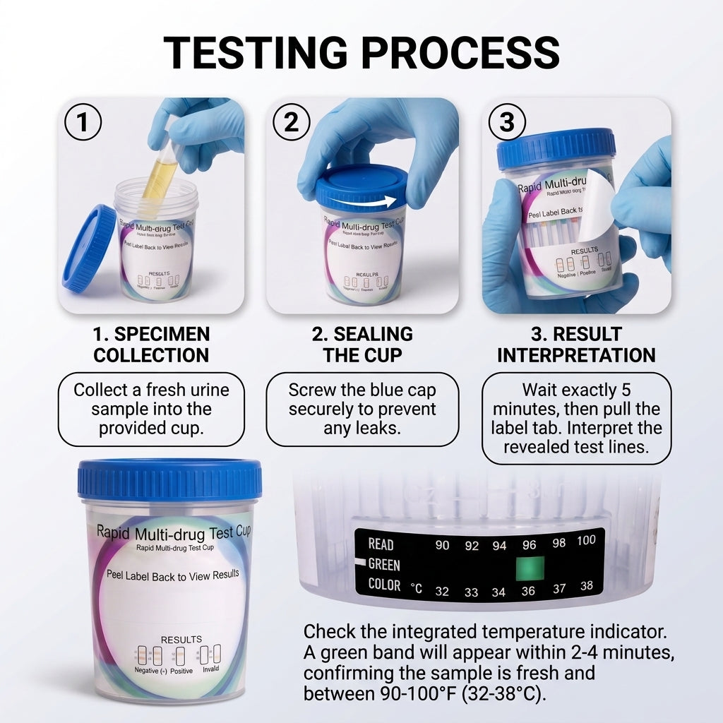 Multi-Drug Urine Test Cup 10 Panel, Multi Rapid Urine Screen for THC COC AMP 10ct, 25 Cups