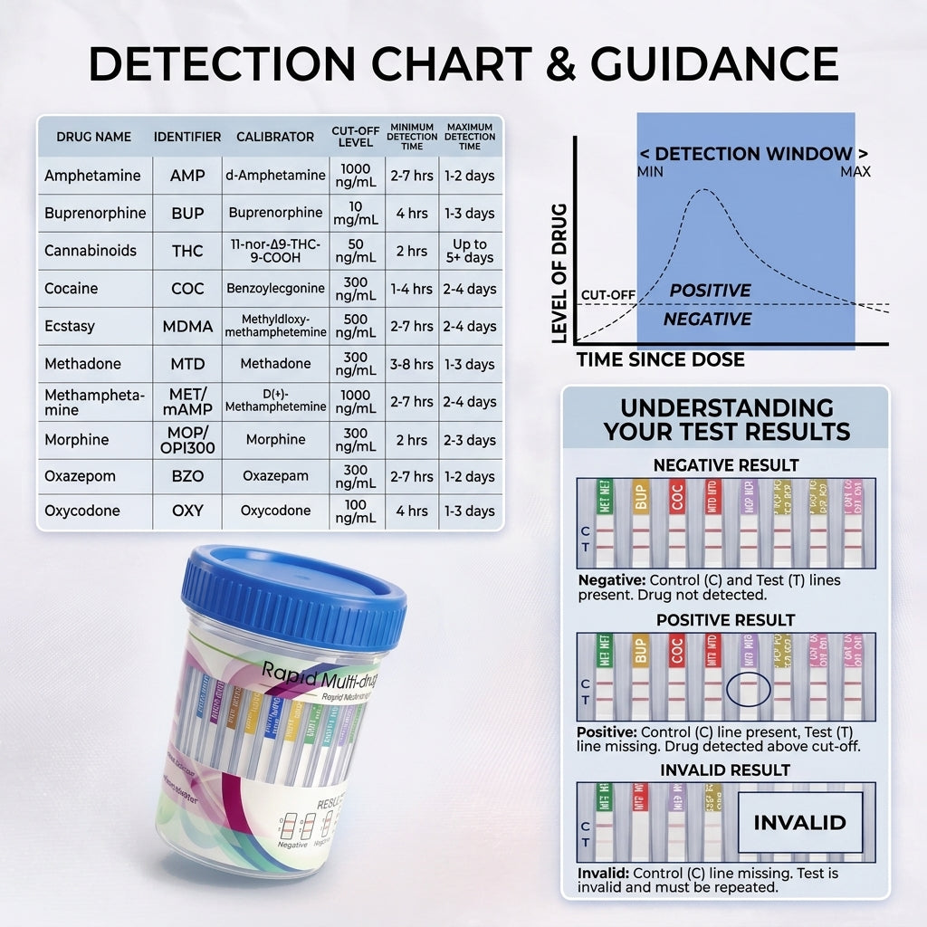Multi-Drug Urine Test Cup 10 Panel, Multi Rapid Urine Screen for THC COC AMP 10ct, 25 Cups