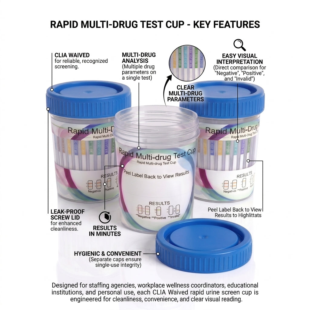 Multi-Drug Urine Test Cup 10 Panel, Multi Rapid Urine Screen for THC COC AMP 10ct, 25 Cups