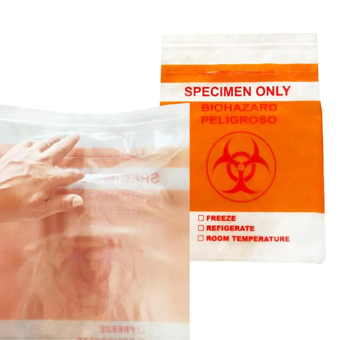 12" x 16" Biohazard Specimen Bag – Ziplock, Front Pocket & Flip-Flop Rear Pocket