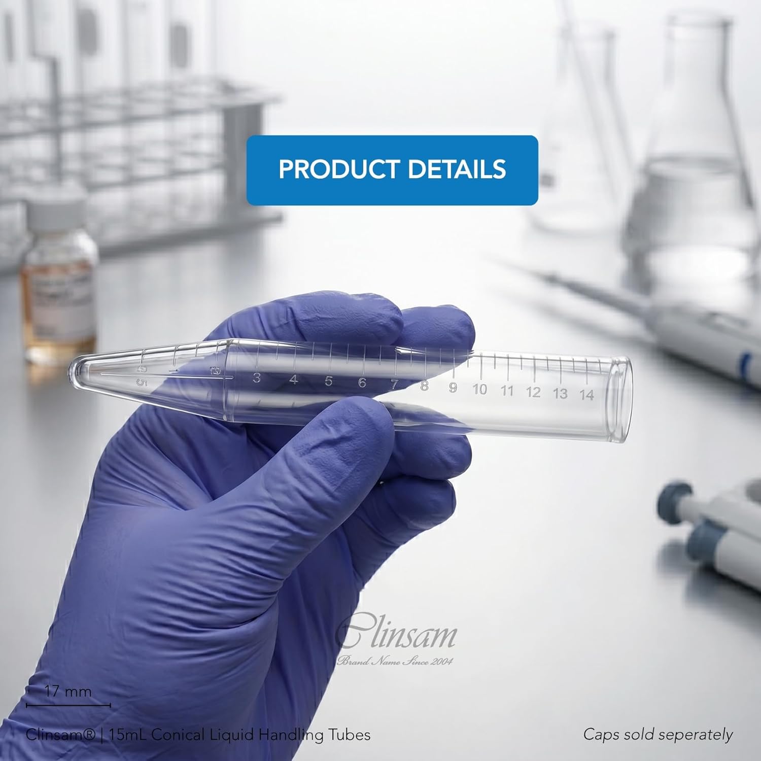 15mL Conical Liquid Handling Tubes with Graduations - 1000 Pieces (2 Packs of 500)