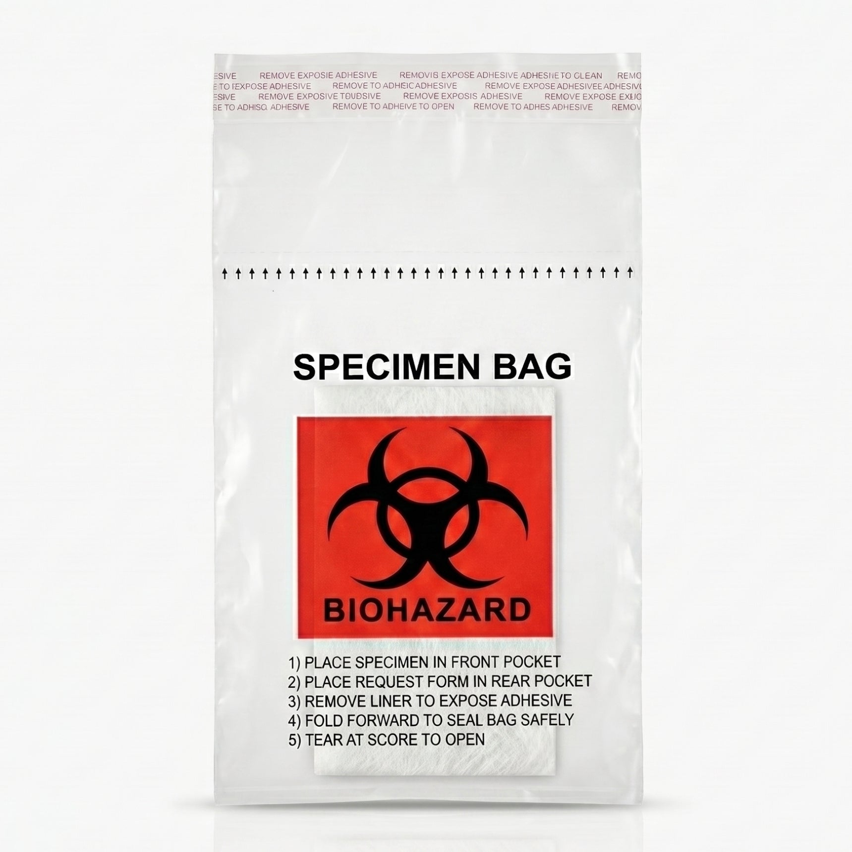 Biohazard Specimen Transport Bags with Absorbent Pad - 6 x 9 in (15 x 23 cm) - 1000 Count (10 Packs of 100)