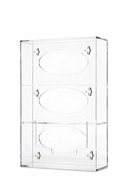 Acrylic 3-Shelf Glove Dispenser – Wall Mounted