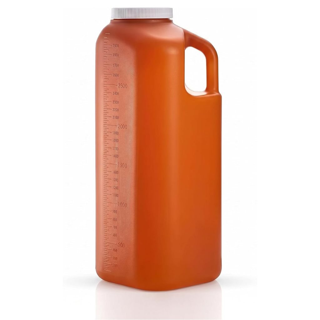 101 oz 24-Hour Urine Collection Bottle, 3000mL Amber Container Jug, Bulk