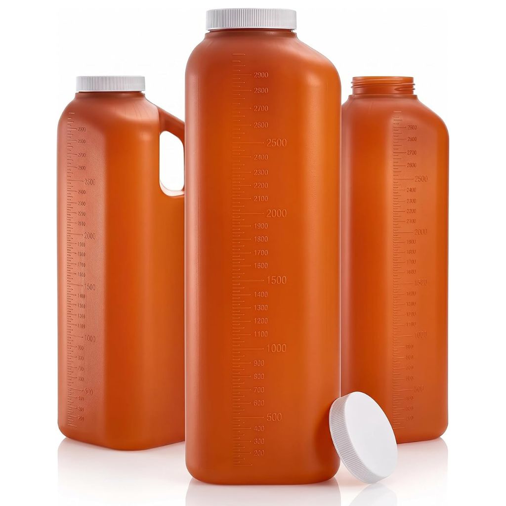 101 oz 24-Hour Urine Collection Bottle, 3000mL Amber Container Jug, Bulk