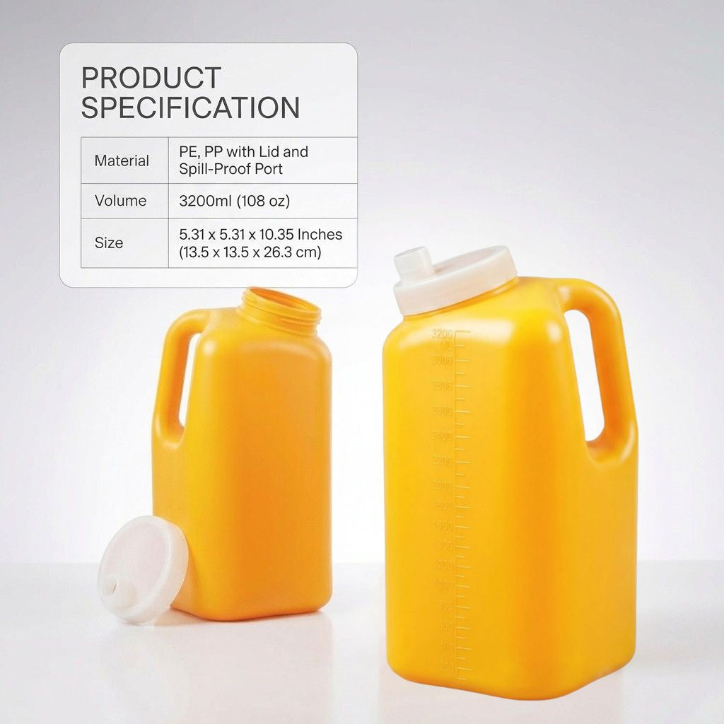115 oz 24-Hour Urine Collection Bottle, Container Jug, Spill-Proof, Bulk