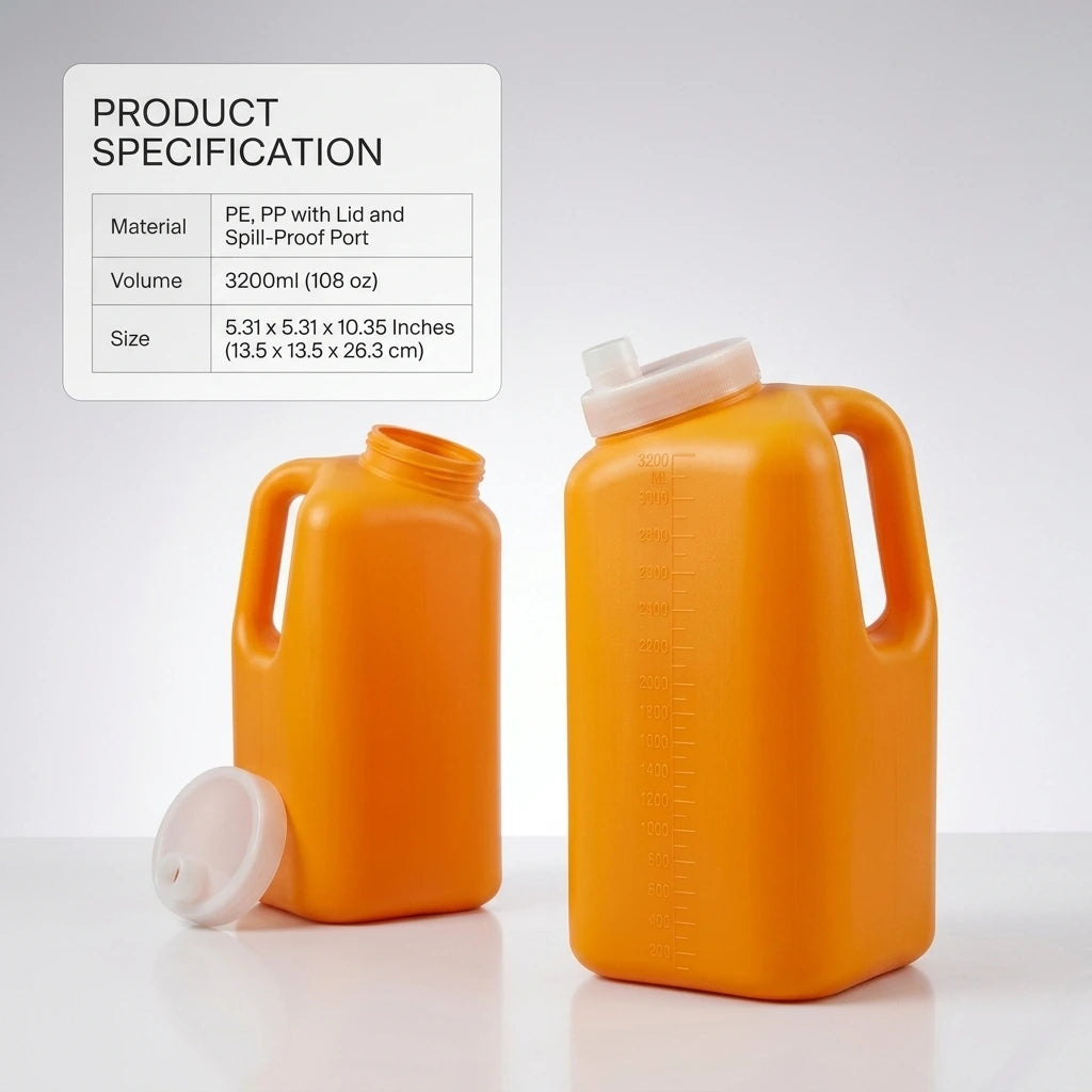 115 oz 24-Hour Urine Collection Bottle, Container Jug, Spill-Proof, Bulk