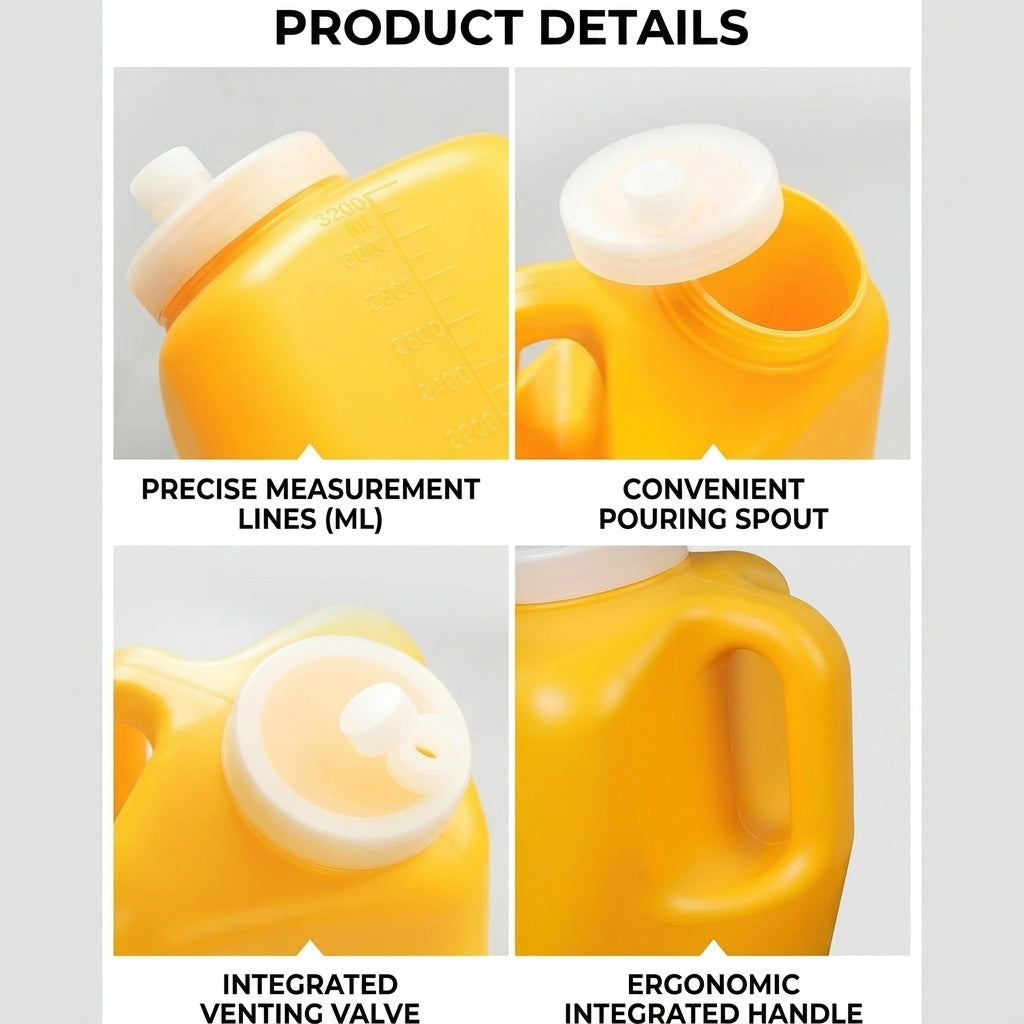 115 oz 24-Hour Urine Collection Bottle, Container Jug, Spill-Proof, Bulk