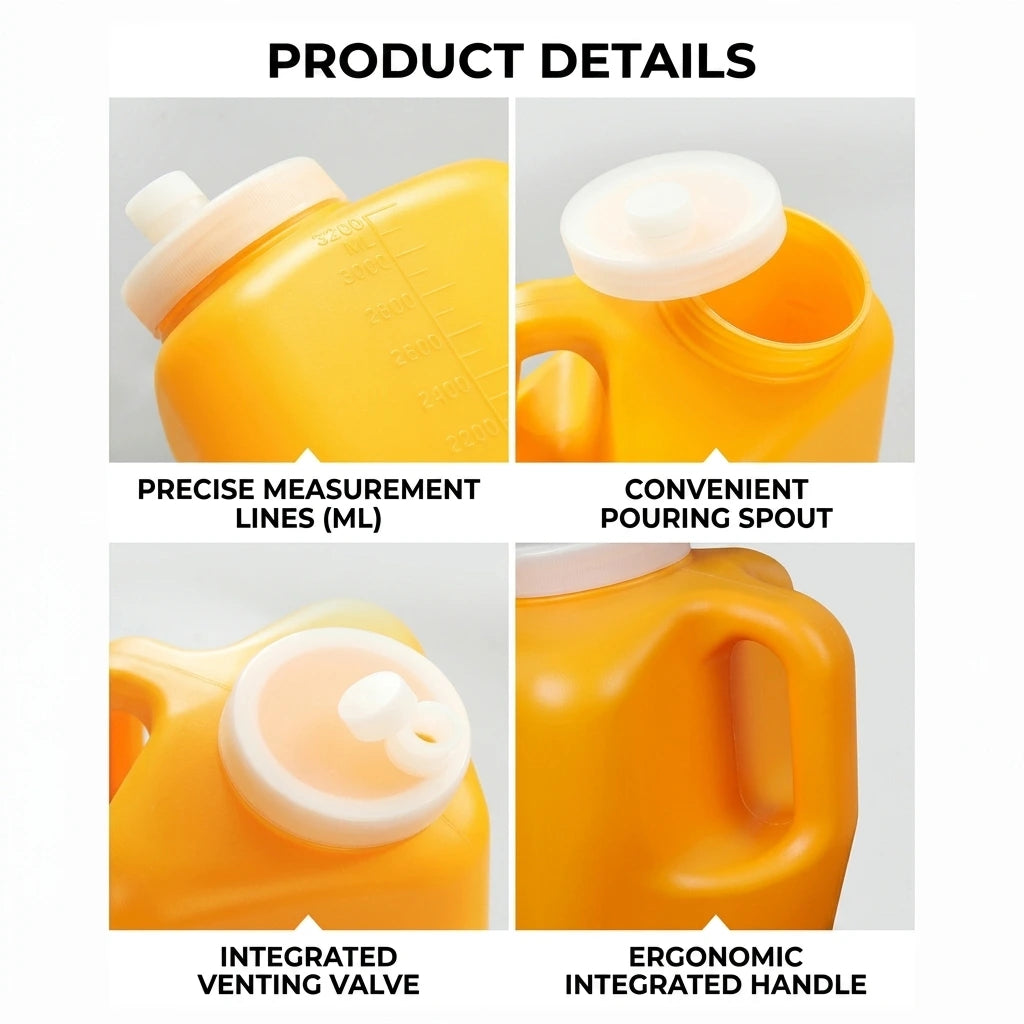 115 oz 24-Hour Urine Collection Bottle, Container Jug, Spill-Proof, Bulk