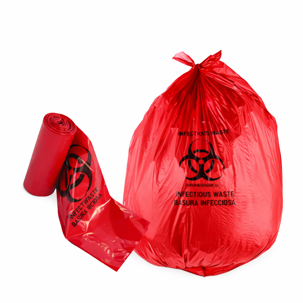 Red Infectious Waste Bag 30-33 Gallon  - Heavy Duty 31x41 Inch