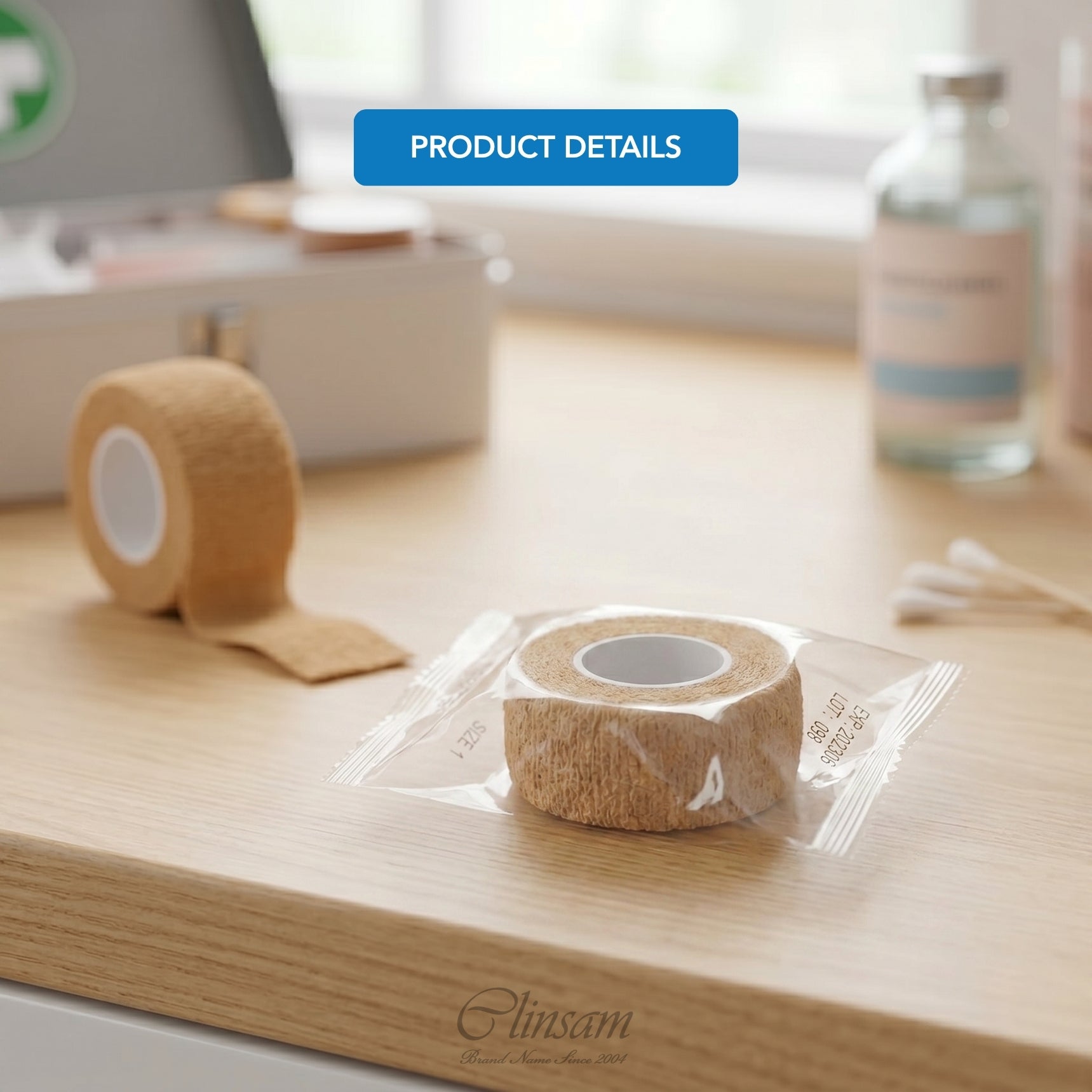 Cohesive Bandage – Skin Tone, 1" x 5 Yards, Flexible & Self-Adherent