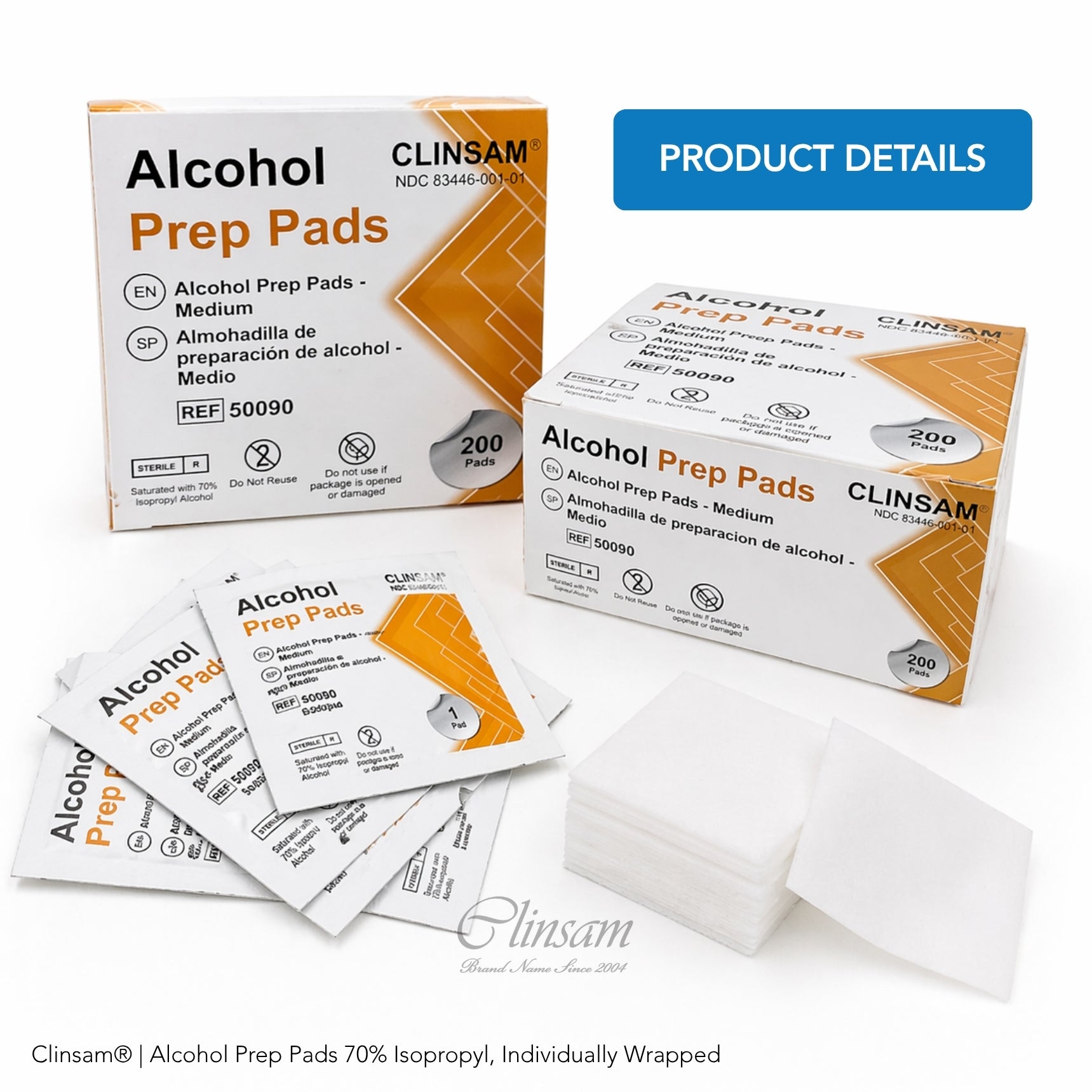 Alcohol Prep Pads 70% Isopropyl (5 Box of 200 Pad)