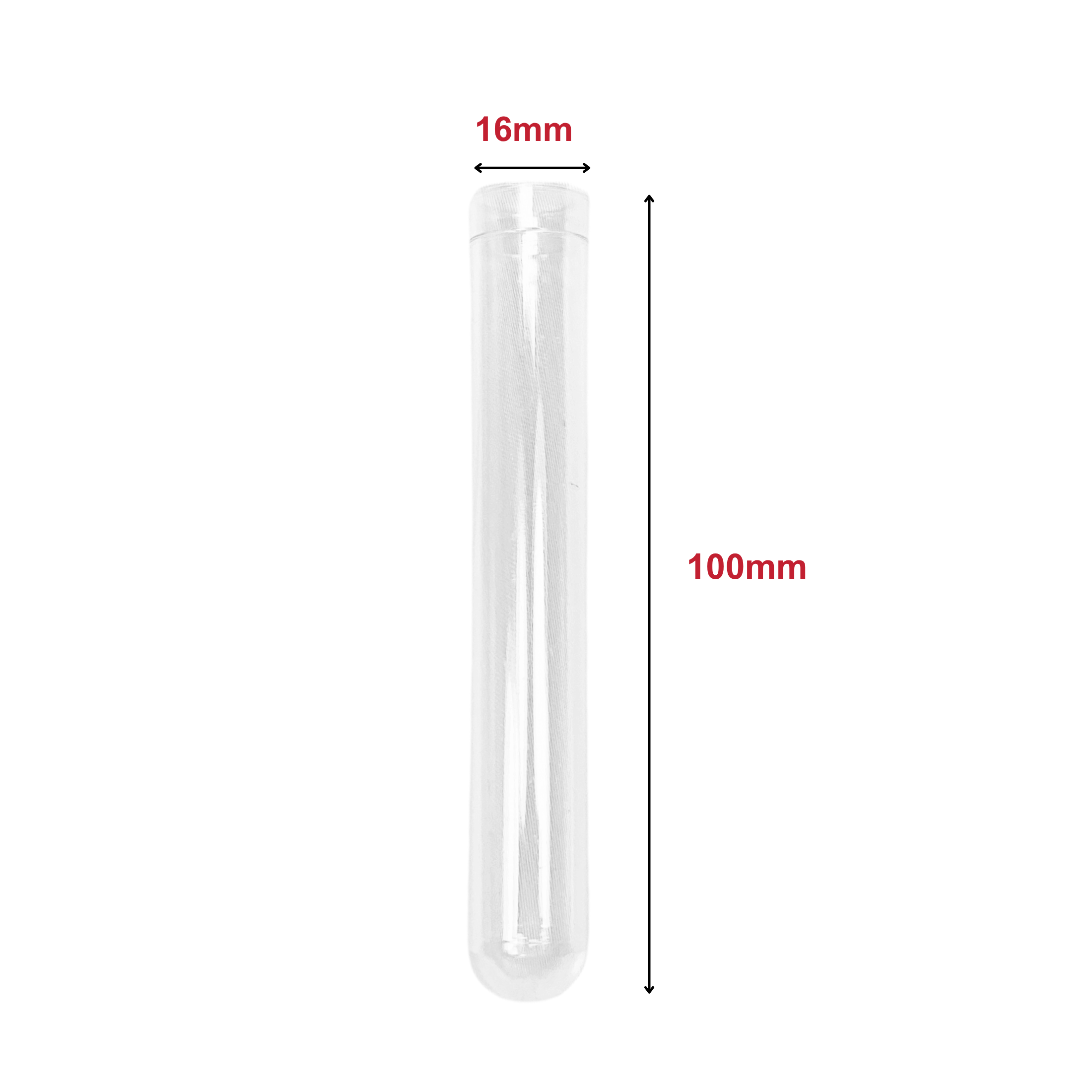 16x100mm PS Test Tube – Clear Polystyrene, Lab-Grade