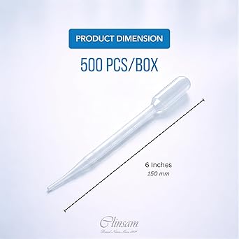 3.5mL Transfer Pipette - Disposable Transfer Pipettes Dropper 150mm Length, Bulb Draw, Capacity 3.5mL, Graduated to 1mL, 500 Pipet/Box