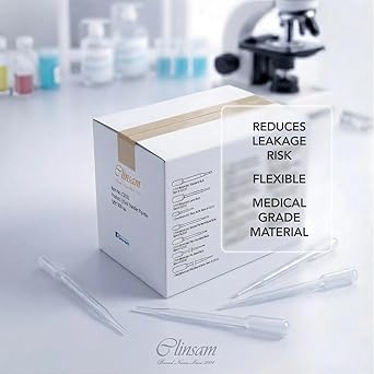 3.5mL Transfer Pipette - Disposable Transfer Pipettes Dropper 150mm Length, Bulb Draw, Capacity 3.5mL, Graduated to 1mL, 500 Pipet/Box