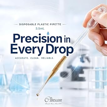 3.5mL Transfer Pipette - Disposable Transfer Pipettes Dropper 150mm Length, Bulb Draw, Capacity 3.5mL, Graduated to 1mL, 500 Pipet/Box