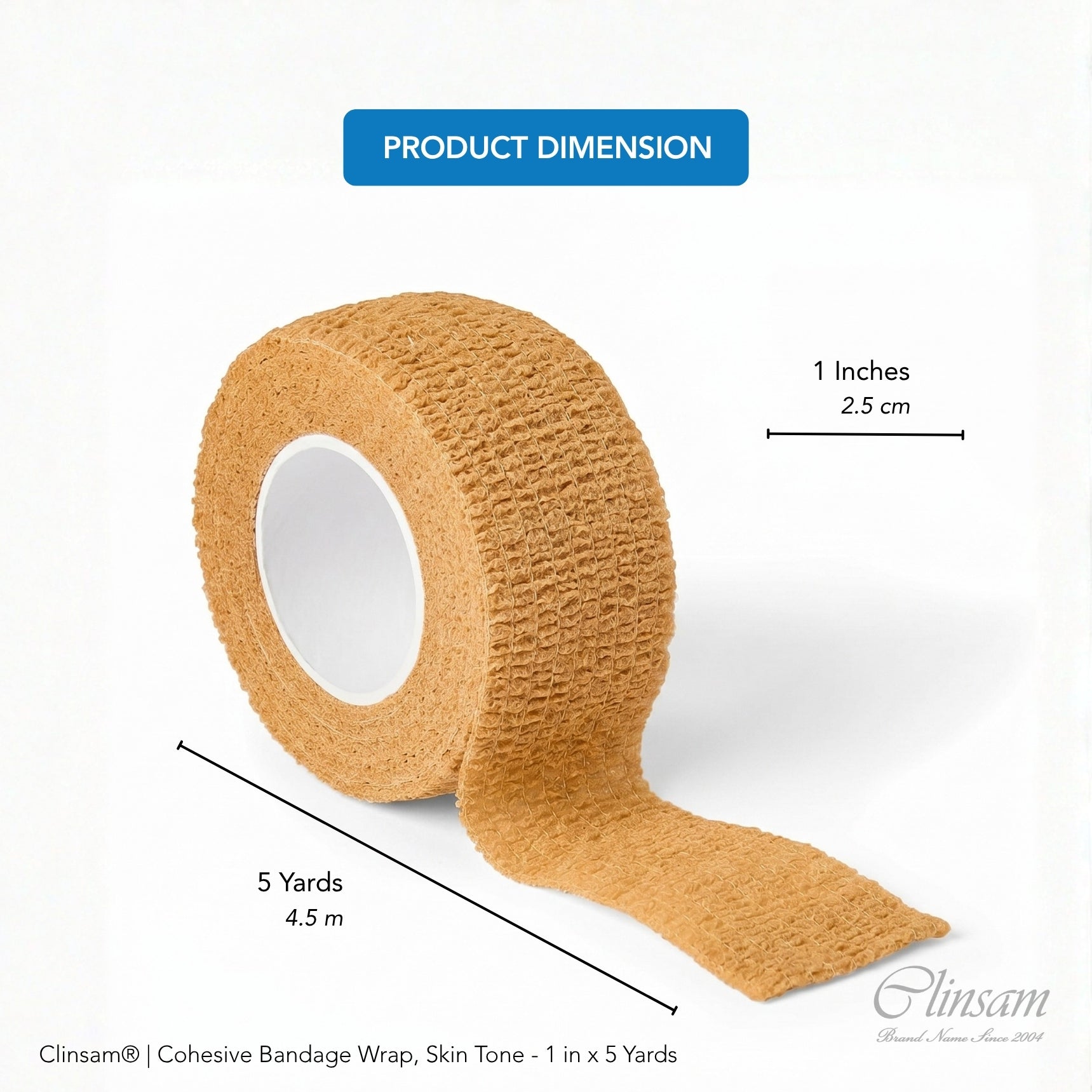 Cohesive Bandage – Skin Tone, 1" x 5 Yards, Flexible & Self-Adherent