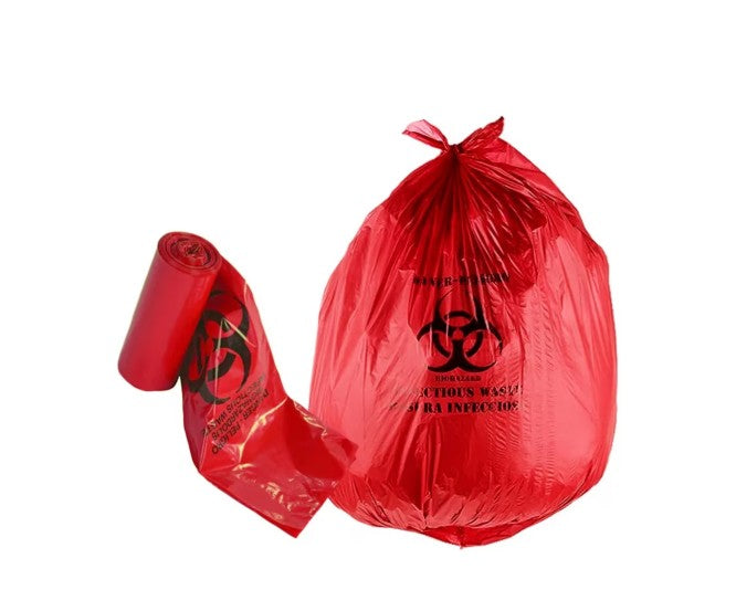 Red Biohazard Bags 40-45 Gallon – Disposable Autoclave Bags for Medical 40" x 46"