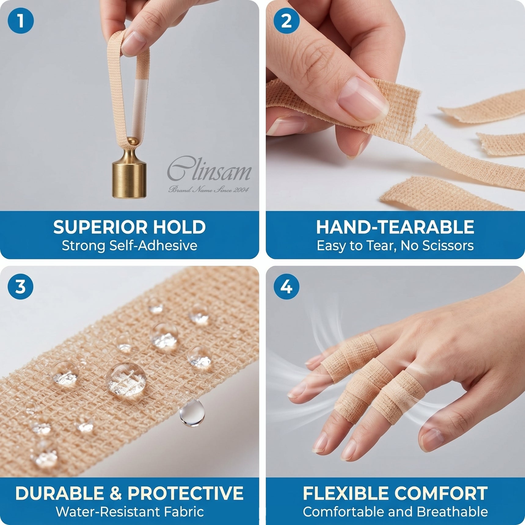 Cohesive Bandage – Skin Tone, 1" x 5 Yards, Flexible & Self-Adherent