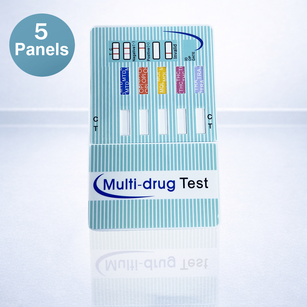 Multi-Drug 5 Test Panel - 20Test, 4mm AMP/ BAR/ BUP/ BZO/ COC/ MDMA/ MET/ MTD/ OPI/ OXY/ PCP/ THC + FENL + ETG + KRA + K2