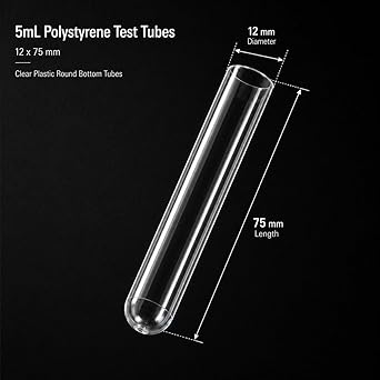 Test Tubes 5mL 12 x 75 mm – Polystyrene Culture Tubes, 1000 Count (Non-Sterile, No Caps)