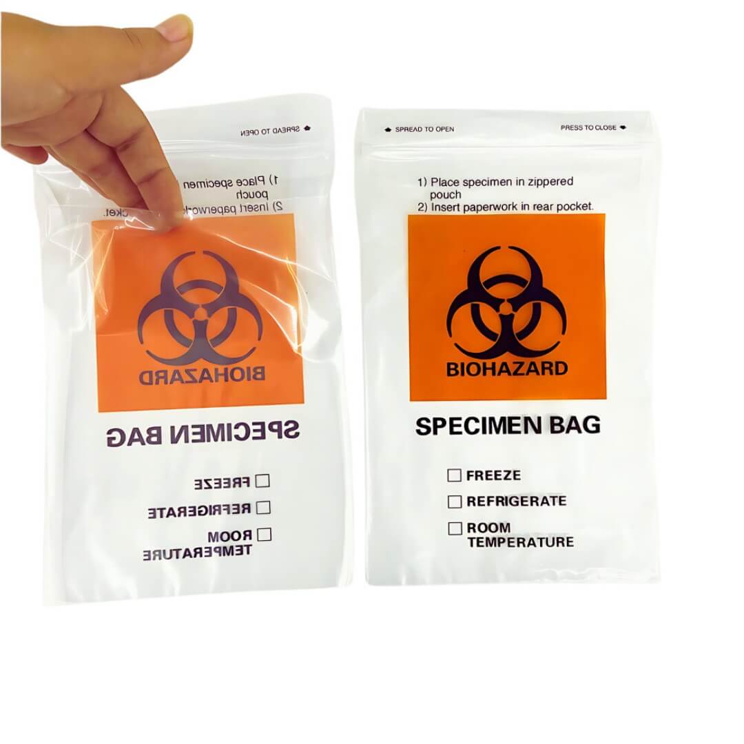 6x9" Biohazard Specimen Bag – 2MIL, Ziplock, Dual Pocket