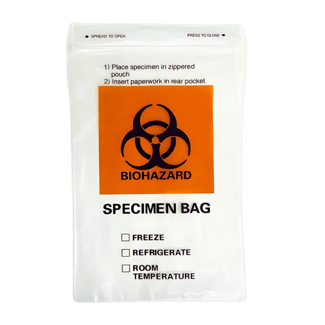 6x9" Biohazard Specimen Bag – 2MIL, Ziplock, Dual Pocket