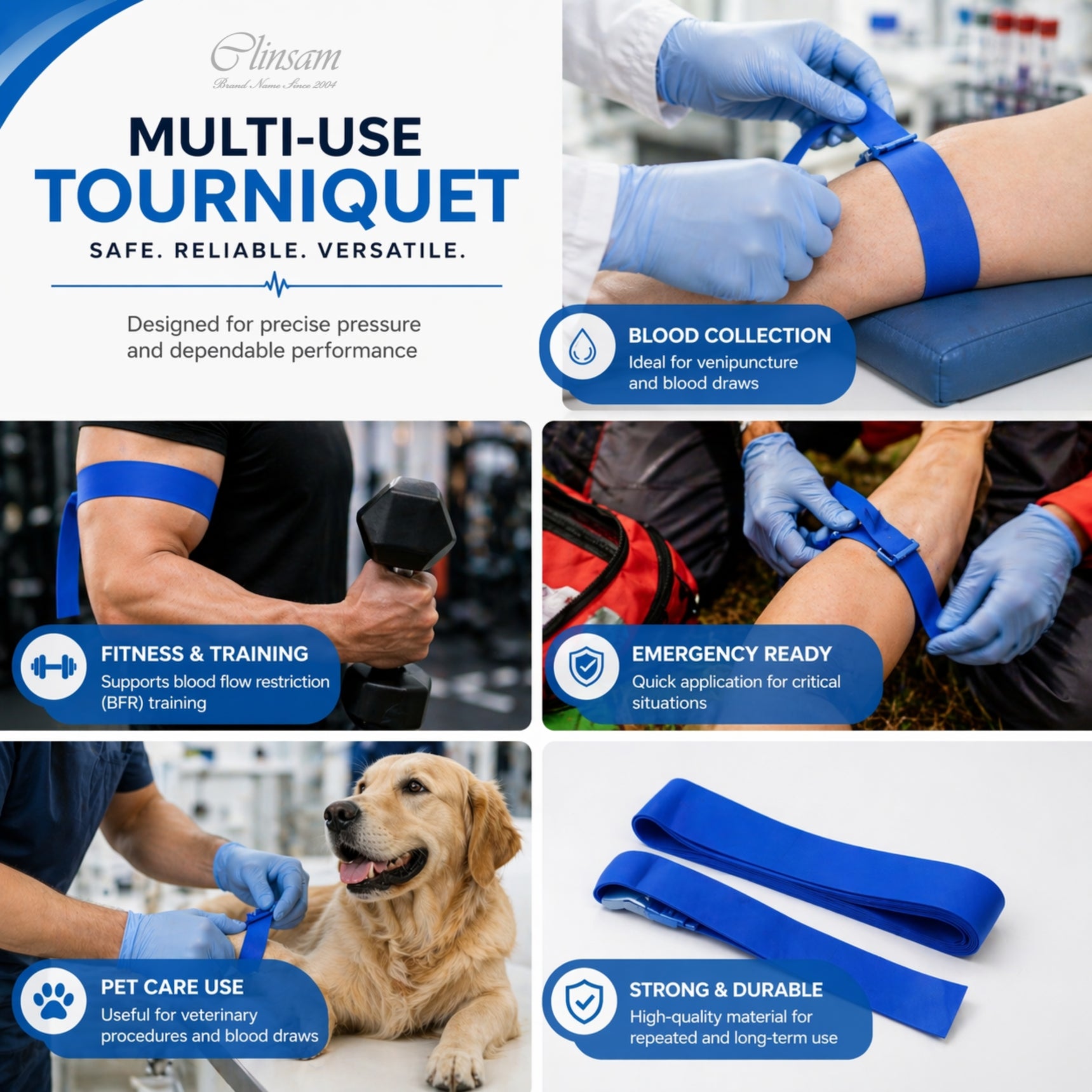 Disposable Tourniquets Latex Free, 1 x 18, First Aid Kit 250 Count (1 Box)