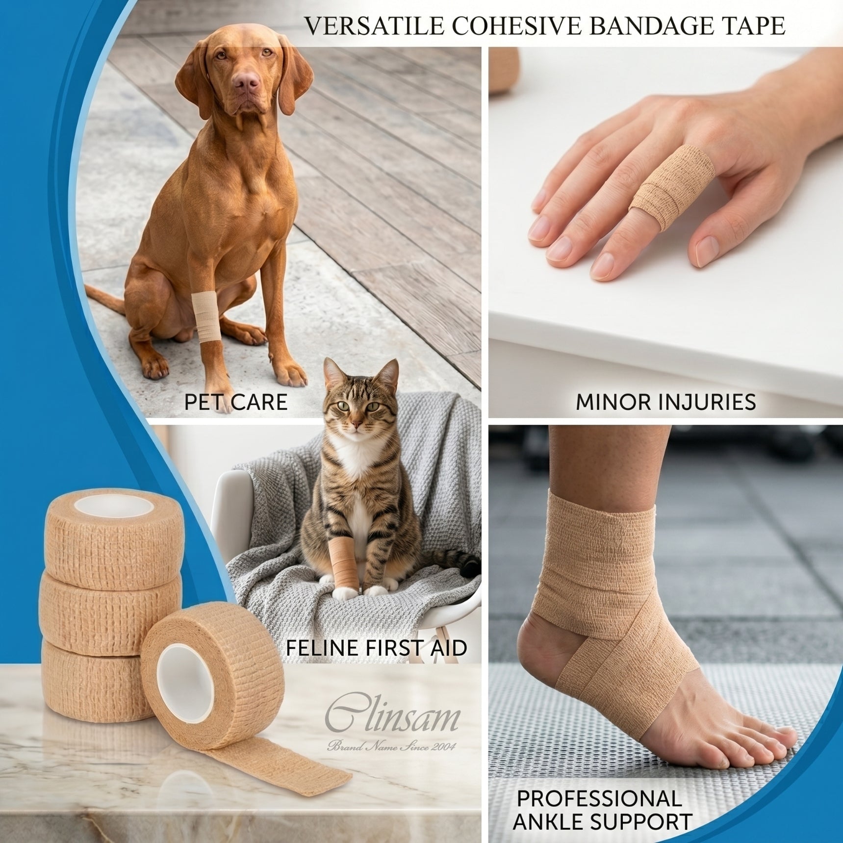 Cohesive Bandage – Skin Tone, 1" x 5 Yards, Flexible & Self-Adherent