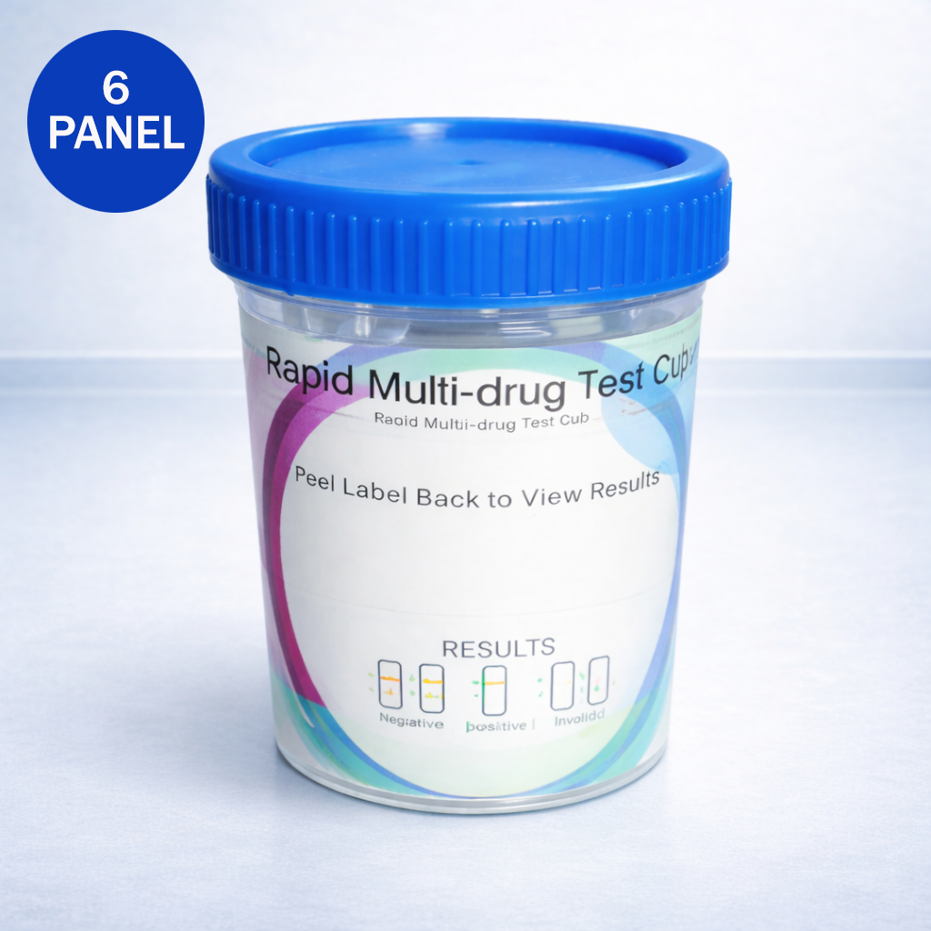 Multi-Drug Urine Test Cup 6 Panel – Rapid Screening, THC50, COC150, AMP500, OPI300, MET500, BZO300 (PH/SG/CREA)