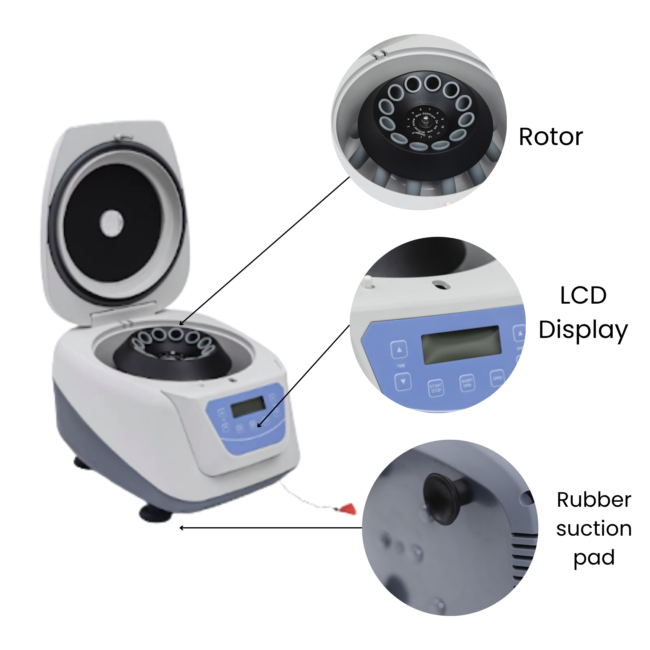 High Speed Benchtop Lab Centrifuge - 5000rpm with Stepless Digital Speed Control, 12 P x 10ml Rotor Capacity, 4390xg RCF for Clinical Research and Sample Processing (110v 60hz)