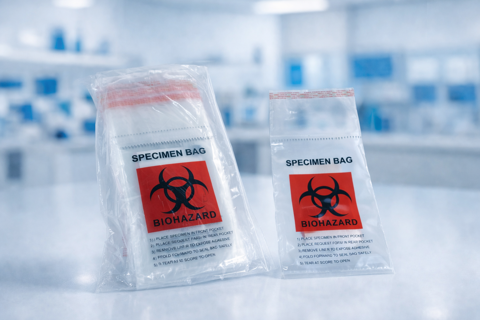Biohazard Specimen Bags with Absorbent Pad, 6 x 9 Inch Medical Transport Bags with Adhesive Seal, 1000 Pack